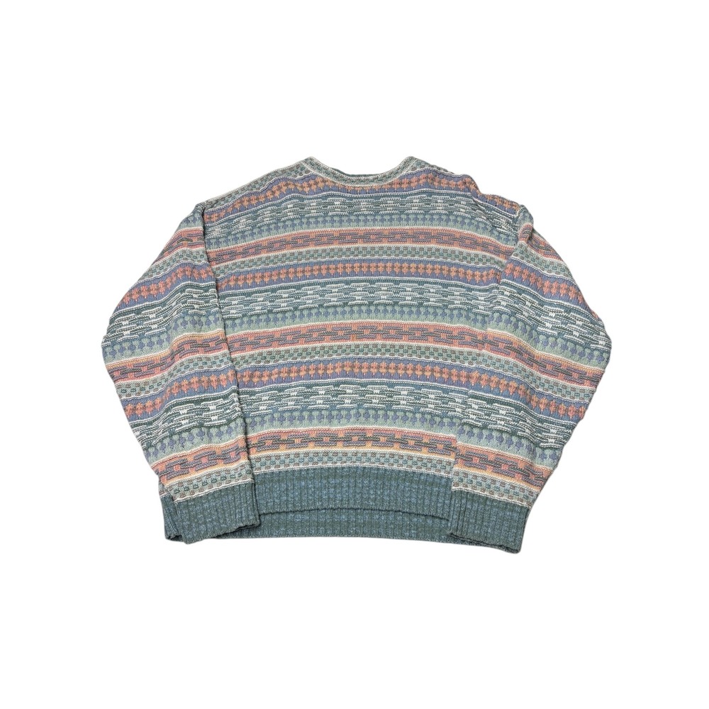 Vintage Crossings Mens XL T‎ 100% Cotton Geometric Stripe Sweater Made in USA